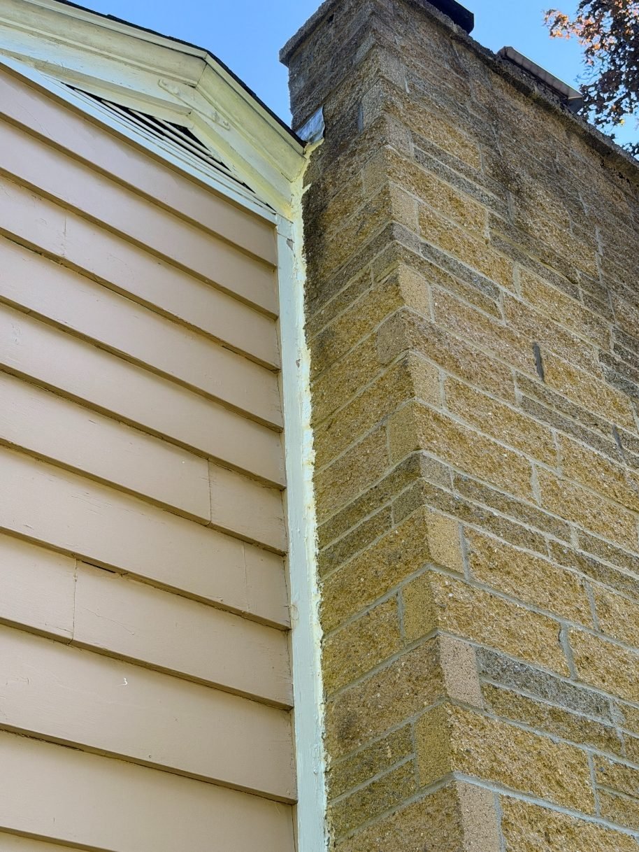 Chimney corner sealed tight — after repair