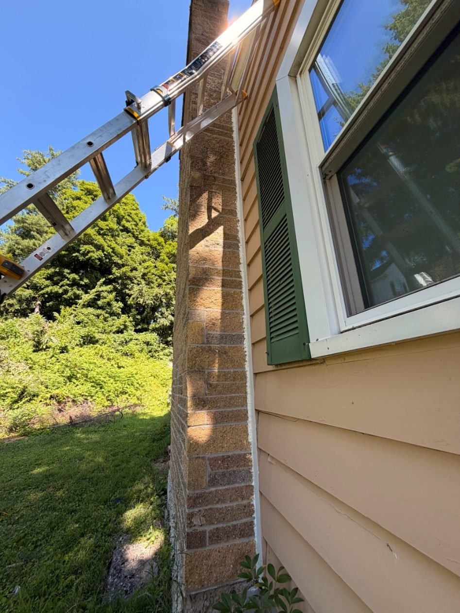 Brick chimney corner