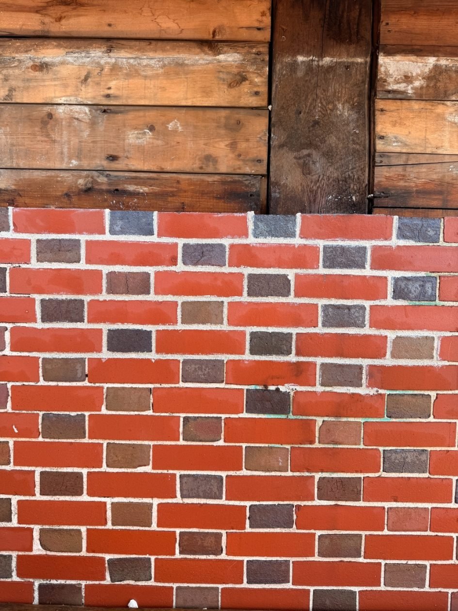 Close view of a repointed joint