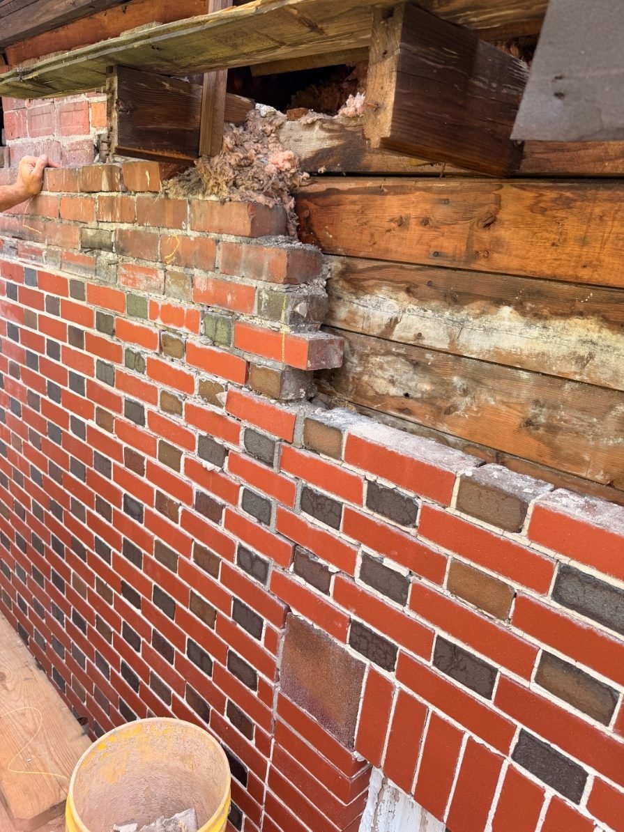 Second stage of a wall rebuild in progress